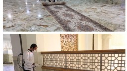 فرش‌های شبستان‌ها و رواق‌های حرم مطهر به‌صورت مستمر ضدعفونی می‌شود