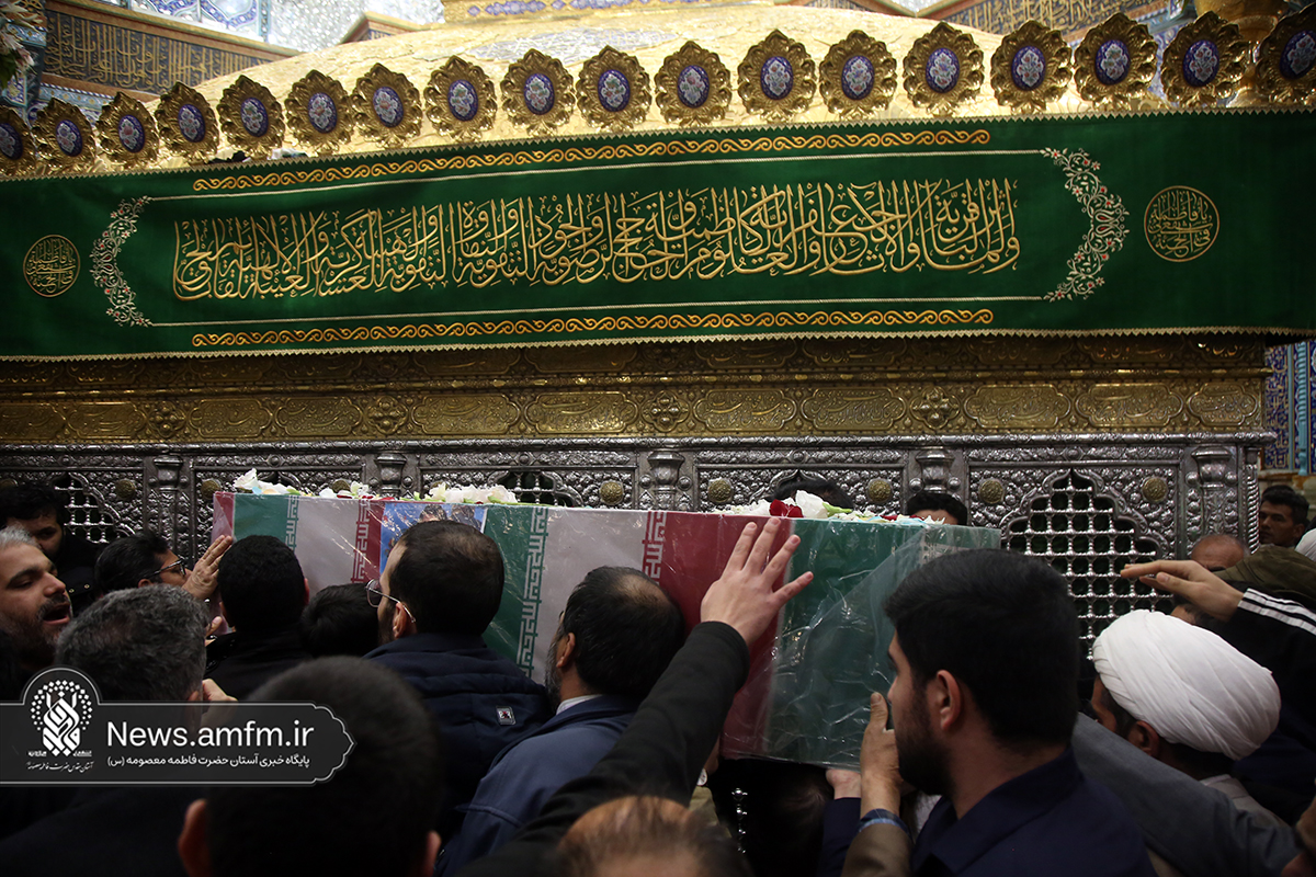 تشییع پیکر ۷ شهید تجاوزات رژیم صهیونیستی در حرم بانوی کرامت