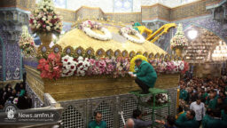 گل آرایی ضریح حرم حضرت معصومه(س) در شب بزرگداشت میلاد بانوی کرامت
