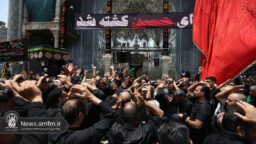حضور پرشور دستجات عزاداری در روز عاشورای حسینی در حرم بانوی کرامت