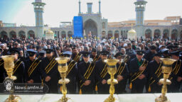 دسته عزاداری خادمان و زائران حرم بانوی کرامت در سالروز شهادت امام موسی کاظم (ع) + فیلم