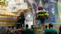 ضریح حضرت معصومه سلام‌الله‌علیها غرق گل شد