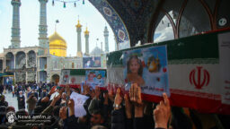 تشییع پیکر شهدای حمله آمریکایی صهیونی به پردیسان قم در حرم مطهر