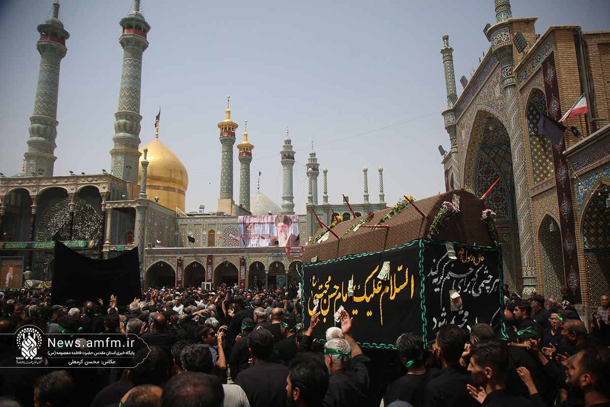 عزاداری هیئات مذهبی در سوگ پیامبر اعظم(ص) و امام حسن مجتبی(ع) در حرم بانوی کرامت