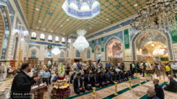 آیین خطبه‌خوانی خادمان حرم بانوی کرامت در سالروز میلاد پیامبر اکرم(ص)