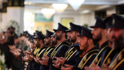 حضور خادمان مرکز نوجوان فاطمی در آیین خطبه خوانی شام رحلت بانوی کرامت